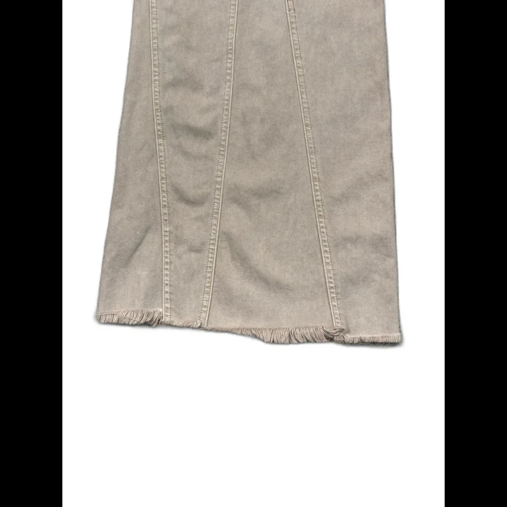 Flying Monkey Low Rise Wide Leg Flare Jeans Beige Tan Raw Hem Front Seam Size 29 - Picture 6 of 8